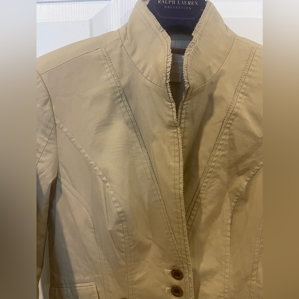 Michael Kors high neck tan Blazer small army military look utility jacket
